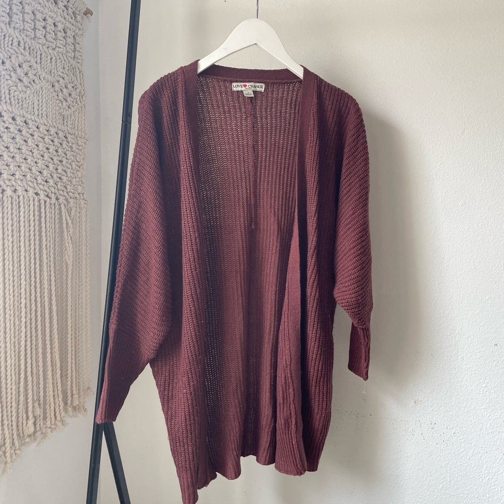 Women's Burgundy Cardigan Sweater